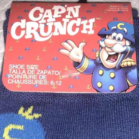 Cap’n Crunch Crew Socks 1 Pair Men 6-12 Blue w Logo Cereal Oops! All Berries NEW - Picture 2 of 8